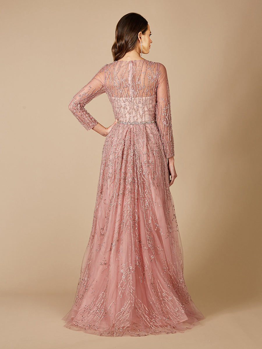 Lara 29782 - Beaded Lace Overskirt Ballgown - Glamourous Grace