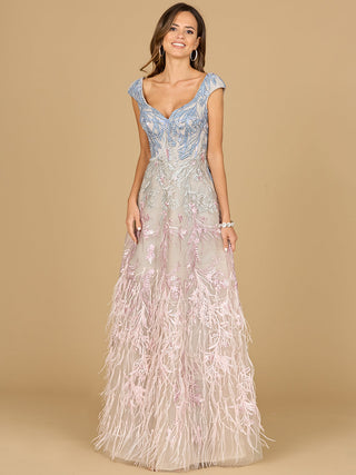 Cap Sleeves Feather Detail Ballgown - Glamourous Grace