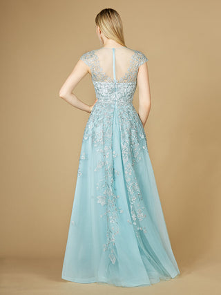 Lara 29798 - Floral Appliques high neck ball gown - Glamourous Grace