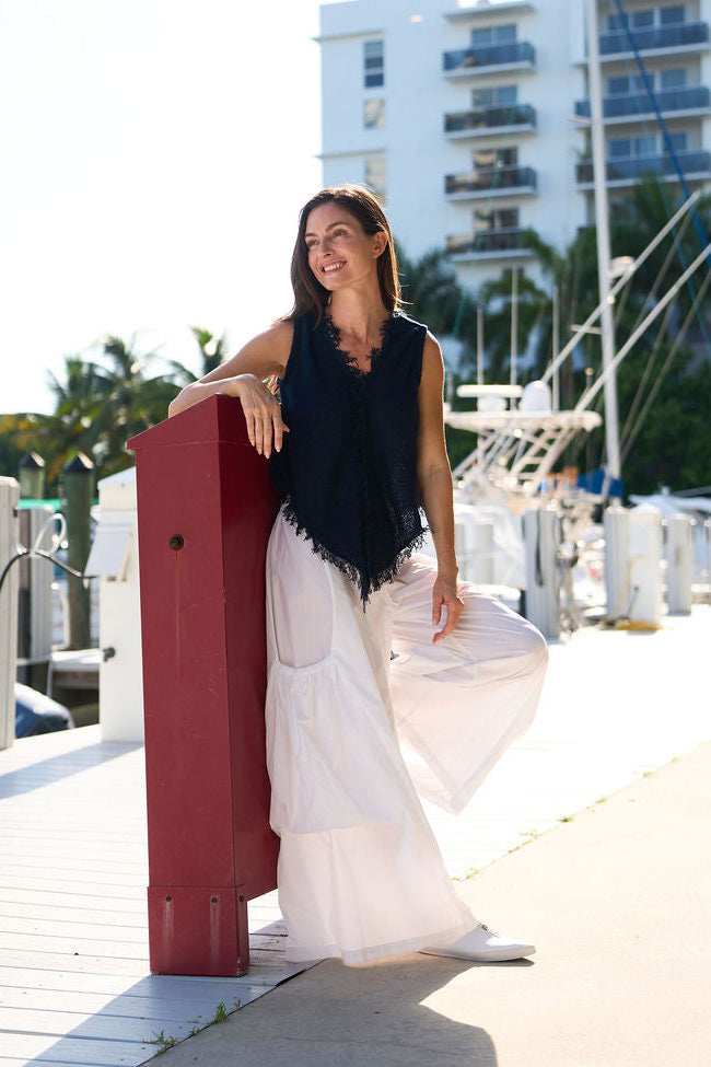 Nylon Big Pocket Pants - White - Glamourous Grace