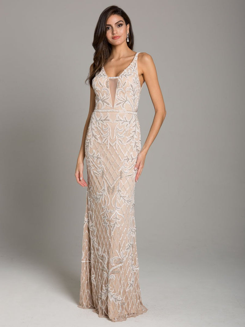 Lara Beverly Long Beaded Low Back V Neck Sleeveless Dress - OUTLET - Glamourous Grace