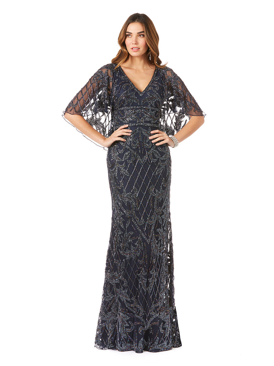 Angel Wing Beaded Gown - Glamourous Grace