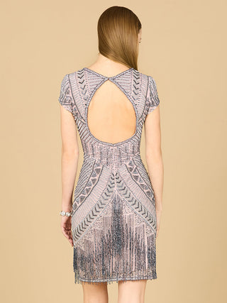 Lara Brooklyn Beaded Fitted Short Dress with Open Back | 29889 - Glamourous Grace