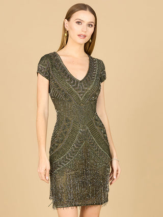 Lara Brooklyn Beaded Fitted Short Dress with Open Back | 29889 - Glamourous Grace