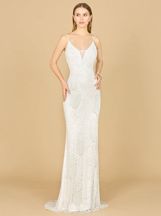 Lara Danika Floral Beaded Sheath Beaded Dress with Beaded Fringe - Glamourous Grace