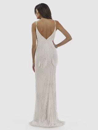 Lara Danika Floral Beaded Sheath Beaded Dress with Beaded Fringe - Glamourous Grace