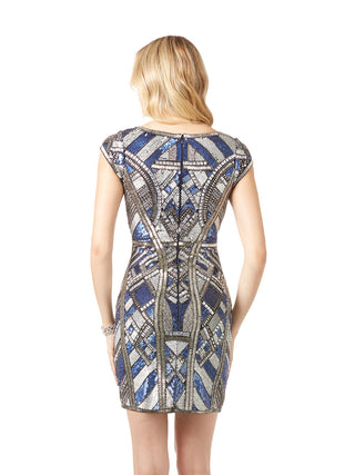 Art Deco Beaded, V-neck Mini Dress | 29909