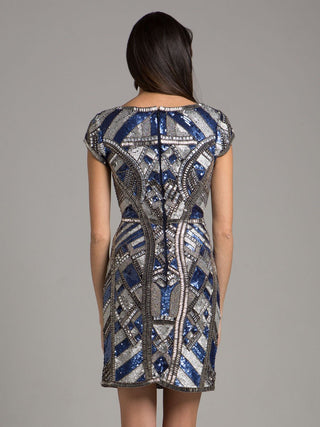 Art Deco Beaded, V-neck Mini Dress | 29909