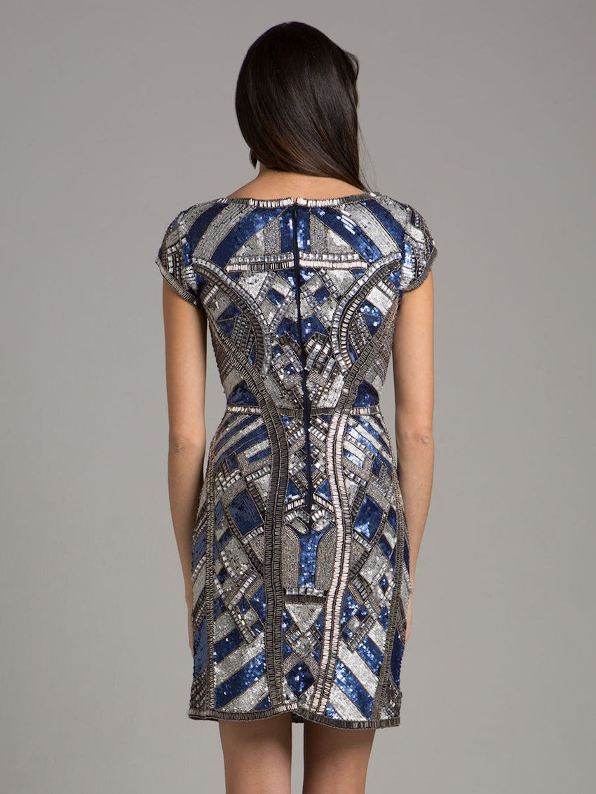 Lara 29909 - Beaded, V-neck Mini Dress - Glamourous Grace