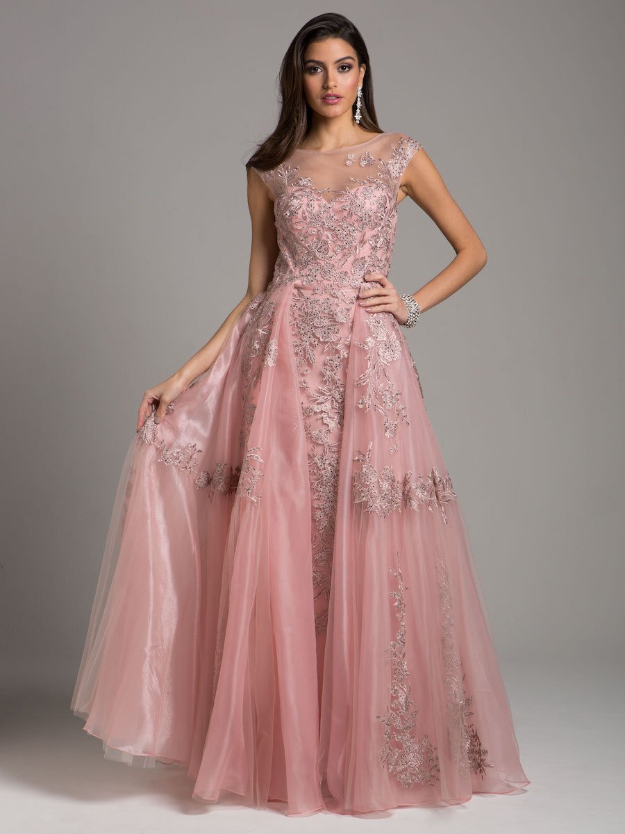 Lara 29946 - Organza Ballgown With Overskirt - Glamourous Grace