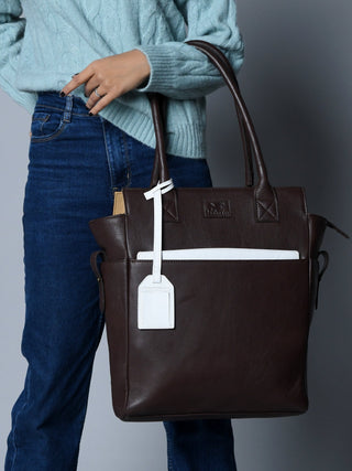 Chestnut Charm Brown Leather Tote - Glamourous Grace