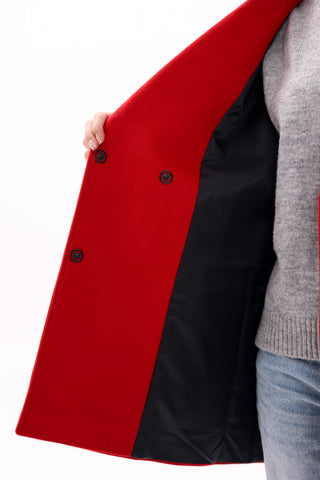 Karina Belted Wool Cashmere Blend Overcoat in Ruby