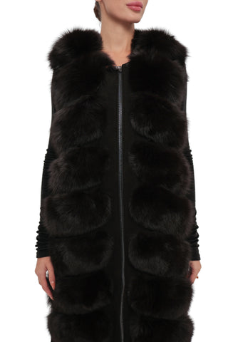Genuine Polar Fox Fur Vest 90 cm