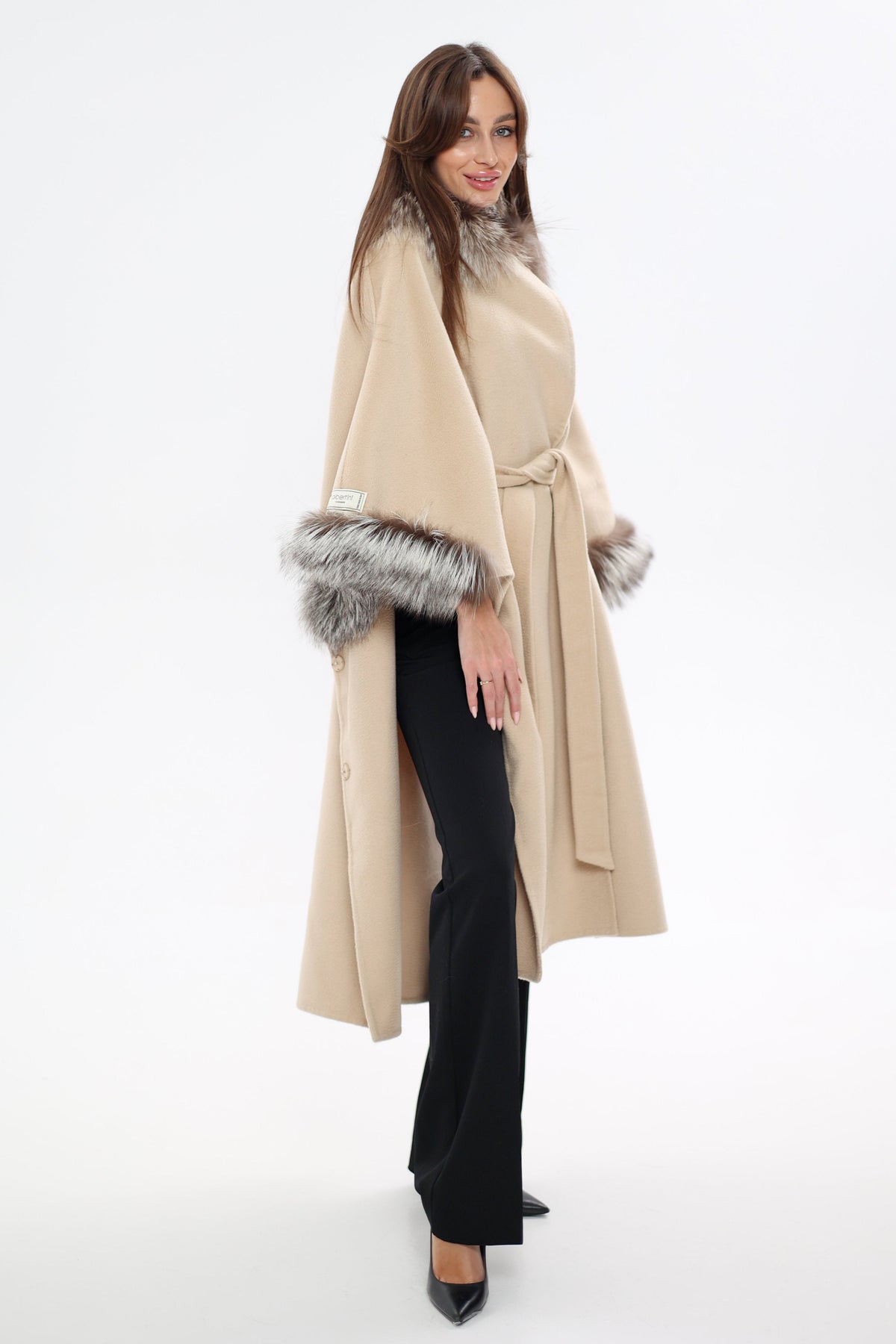 Saga®Furs Silver Fox Wool Cashmere Coat