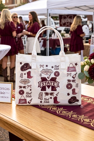 SC - ETA 8/24-9/7 Hail State Vinyl Tote Bag - Glamourous Grace