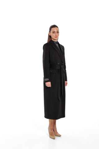 Alaska Longline Cashmere Wool Blend Coat in Black