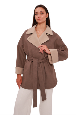 Sandro Cashmere Blend Overcoat in Latte