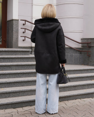 Reversible Faux Shearling Hooded Coat