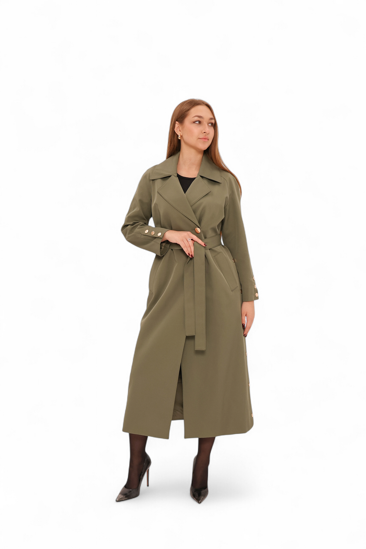 Jackie Trench Coat in Olive