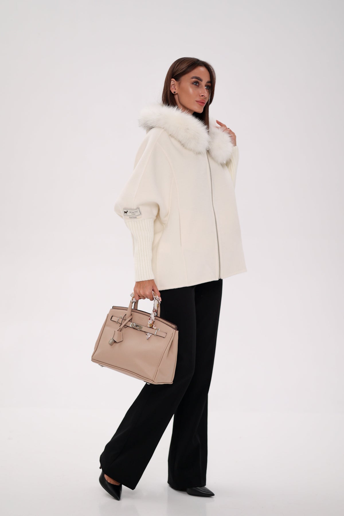 Saga®Furs Hooded Polar Fox Wool Alpaca Coat