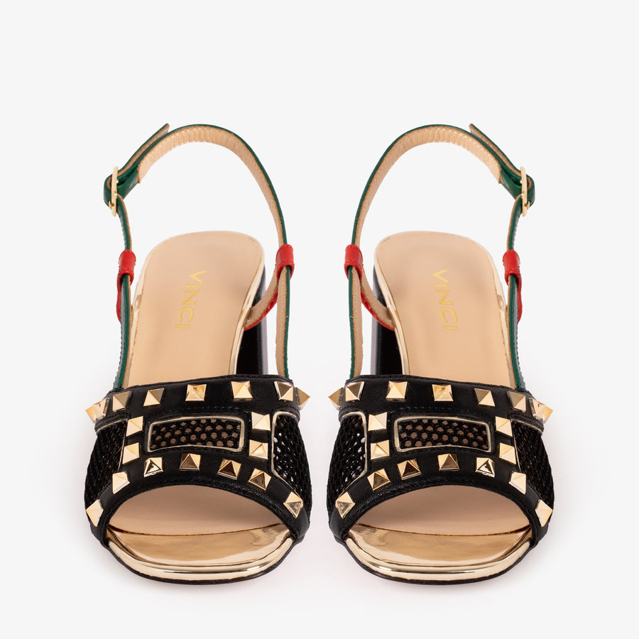 The Linea Black Leather Women Slingback Sandal - Glamourous Grace