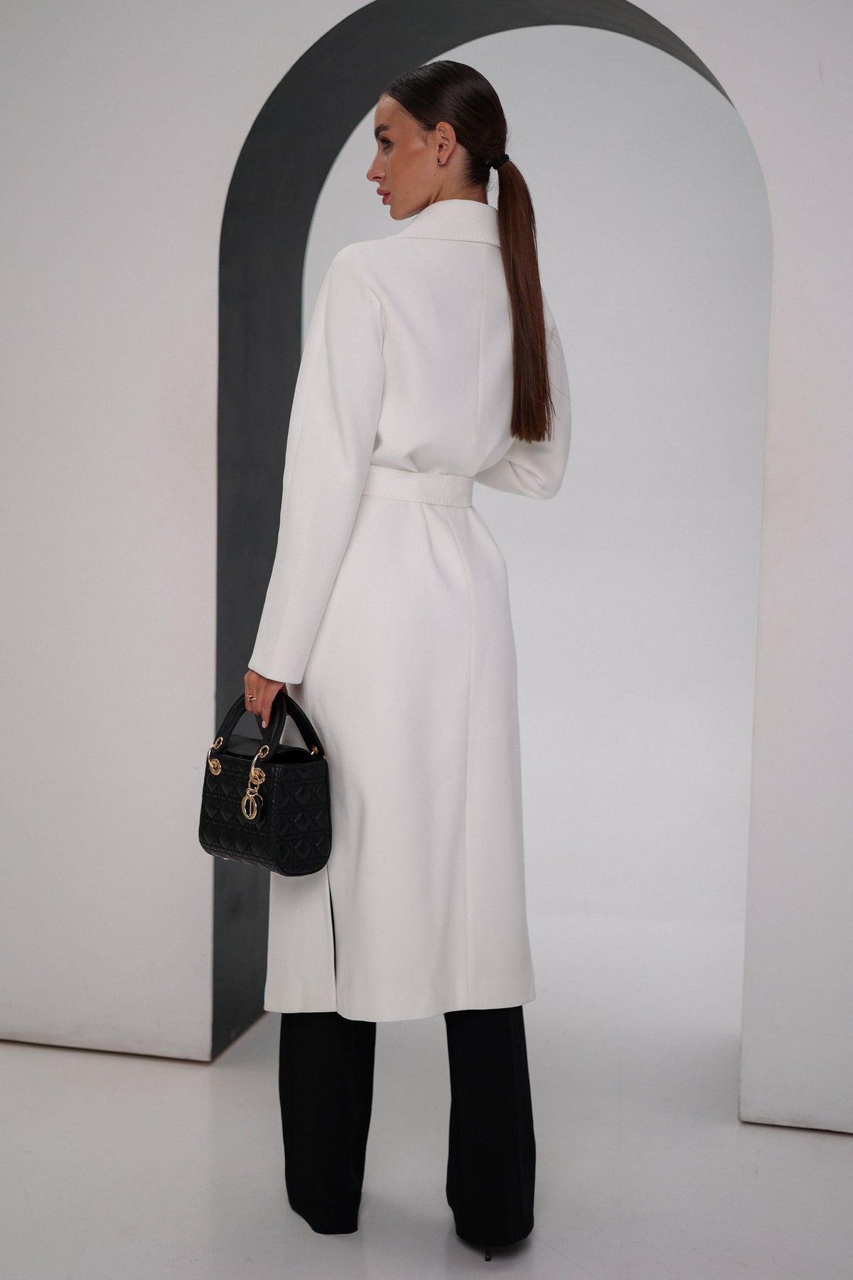 Cambridge Comfort Wraparound Wool Cashmere Coat in White