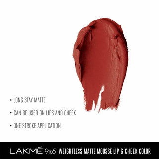 Lakme 9 To 5 Weightless Matte Mouse Lip & Cheek Color - Brick Bloom