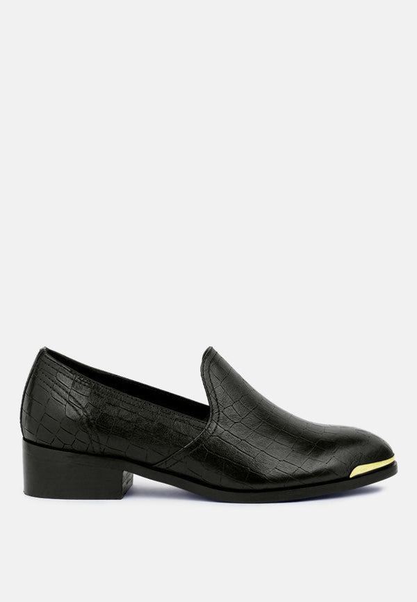 Lilliam Metal Highlight Casual Leather Loafers - Glamourous Grace
