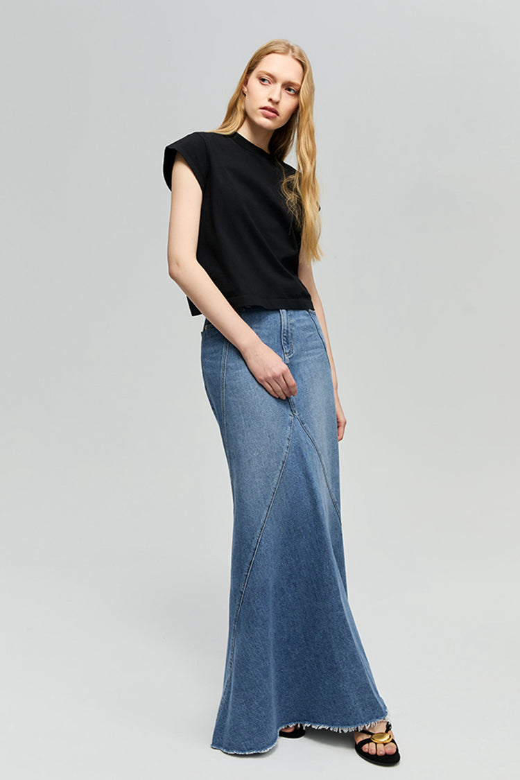 Ocean Wave Denim Skirt HJ821 - Glamourous Grace