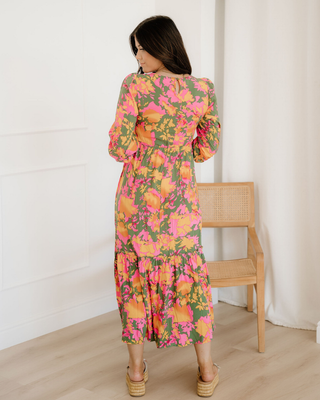 Tinsley Floral Puff Sleeve Smocked Bodice Frill Tiered Dress - Glamourous Grace