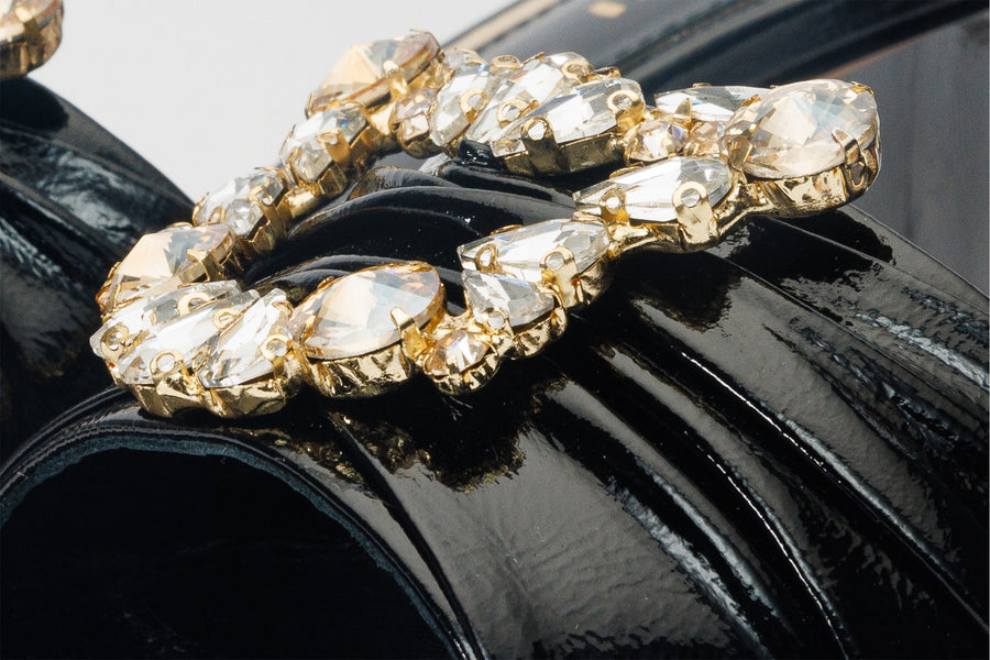 The Micro Black Leather Women Sandal - Glamourous Grace
