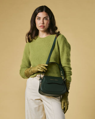 Ottavia (green) - Italian calf leather women's crossbody bag (with shoulder strap) - Glamourous Grace
