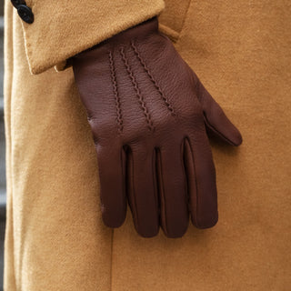 Lorenzo (brown) - Italian gloves made of American deerskin leather with cashmere lining - Glamourous Grace