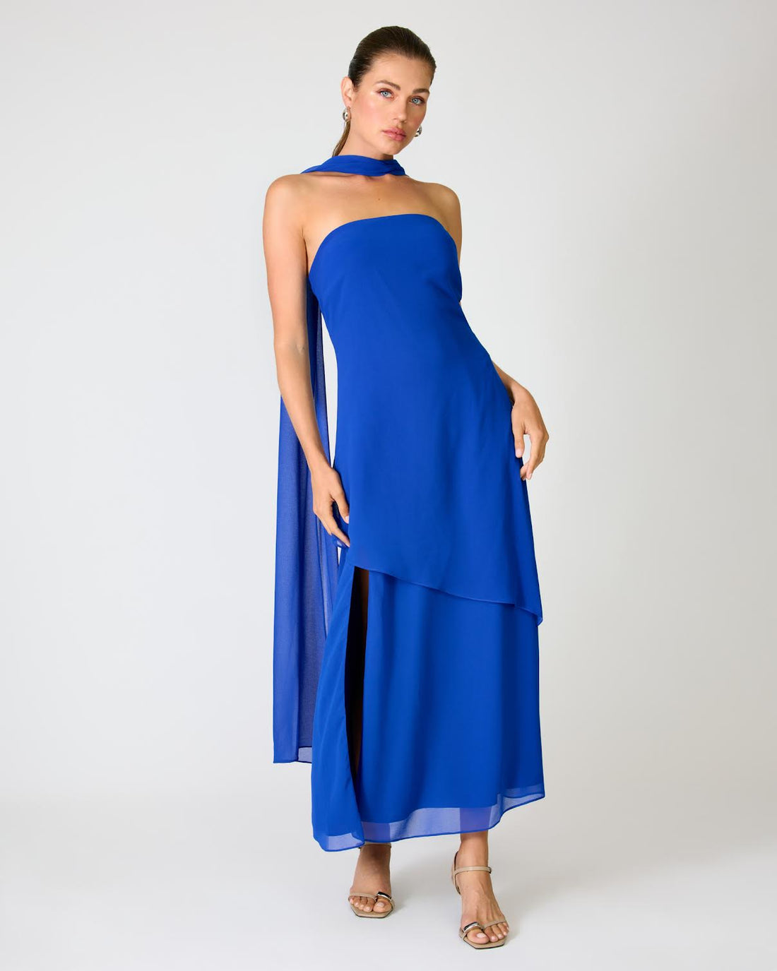 Azure Coast Blue Scarf Dress - Glamourous Grace