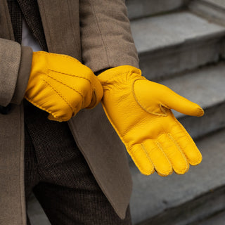 Matteo (yellow) - Italian gloves made of American deerskin leather with cashmere lining - Glamourous Grace