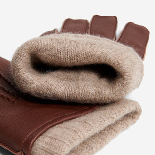 Vittoria (brown) - Italian gloves made of American deerskin leather with cashmere lining - Glamourous Grace