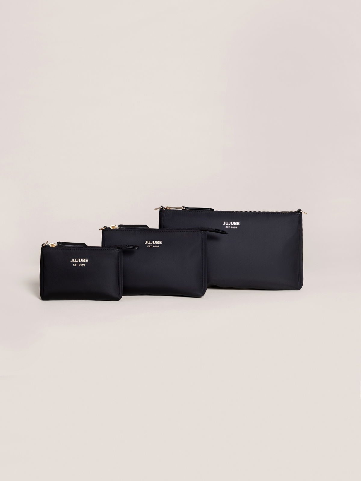 3-Piece Pouch Clutch Purse Set - Black - Glamourous Grace