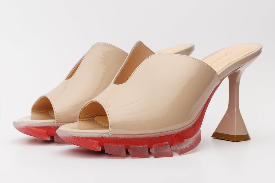 The Caratal Cream Patent Leather Women Sandal - Glamourous Grace