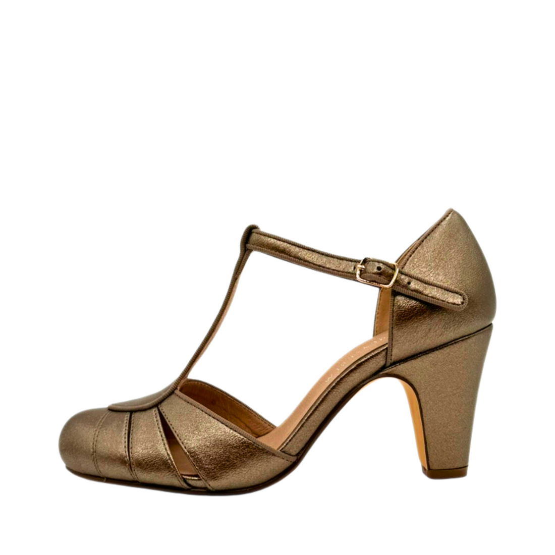 Mulberry Metallic T-Strap Heels - Glamourous Grace