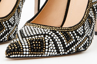 The Nampula Black Glitter Leather Pump Women Shoe - Glamourous Grace