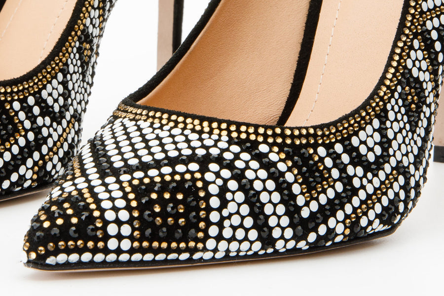 The Nampula Black Glitter Leather Pump Women Shoe - Glamourous Grace