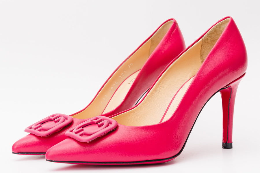 The Maneadero Pink Leather Pump Fuchsia Sole Women Shoe - Glamourous Grace