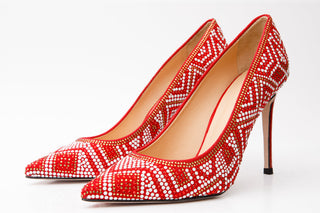 The Nampula Red Glitter Leather Pump Women Shoe - Glamourous Grace