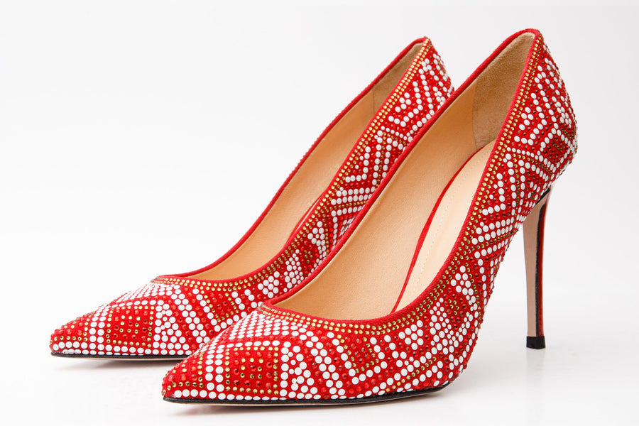 The Nampula Red Glitter Leather Pump Women Shoe - Glamourous Grace