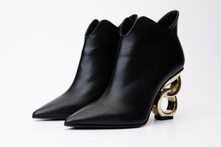 The Abriel Black Leather Ankle Women Boot - Glamourous Grace