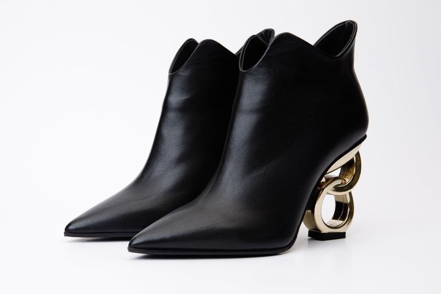 The Abriel Black Leather Ankle Women Boot - Glamourous Grace
