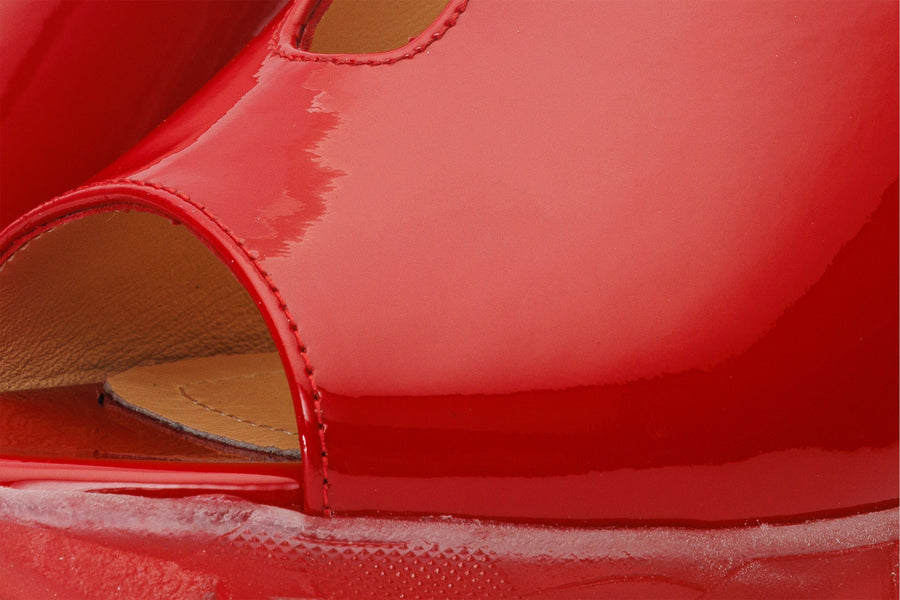 The Caratal Red Patent Leather Women Sandal - Glamourous Grace