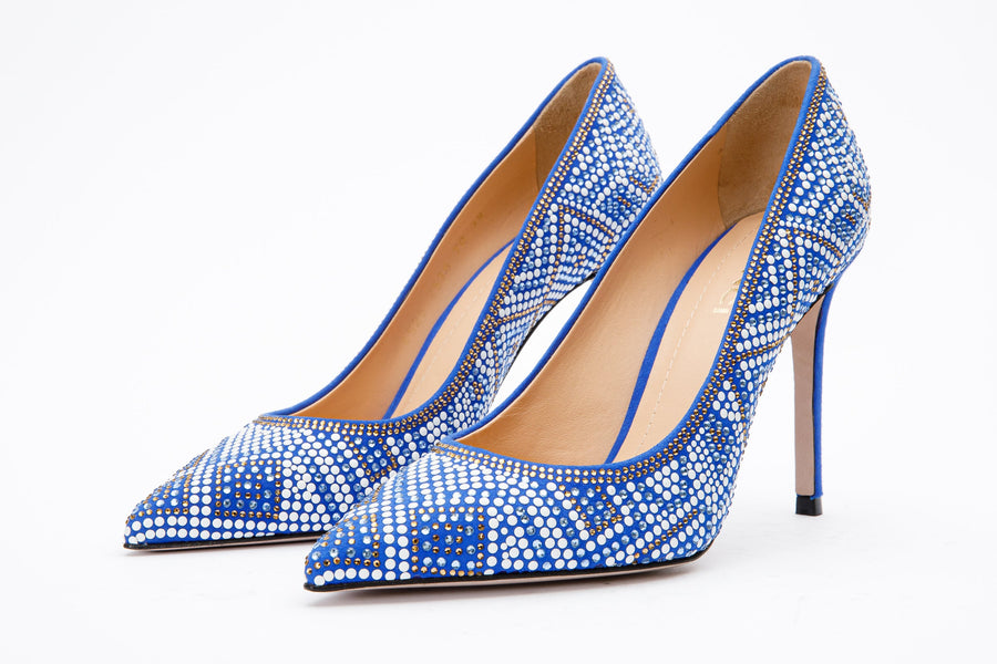 The Nampula Sax Blue Glitter Leather Pump Women Shoe - Glamourous Grace