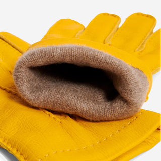 Matteo (yellow) - Italian gloves made of American deerskin leather with cashmere lining - Glamourous Grace
