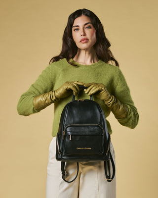 Martina (black) - Italian calf leather women's backpack - Glamourous Grace
